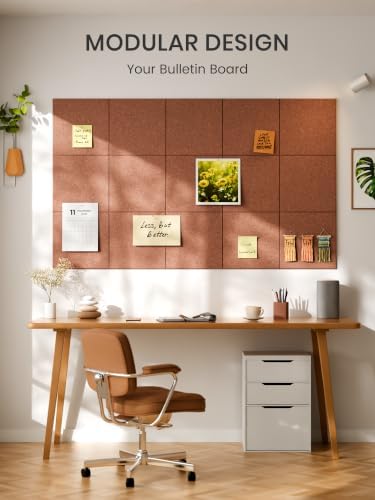 Bumusty 48"x 36" Large Felt Bulletin Board Tiles, Terracotta