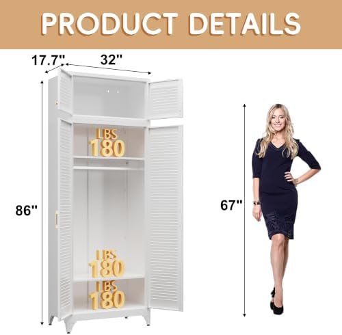 Steeloong 86"Armoire Wardrobe Close,Metal Wardrobe Cabinet with Hanging Rod