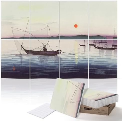 PINWELIFE® Masterpiece Acoustic Art Panels, 8-Pack 12"×16" Sound Absorbing Panels, Decorative Acoustic Wall Art, Noise and Echo Cancelling for Home Studio/Office, Nano Tape Included