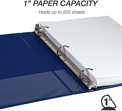 Samsill Durable 1 inch 3 Ring Binder, D Ring Binder, 100% Recycled Chipboard, Fashion Assortment, 4 Pack
