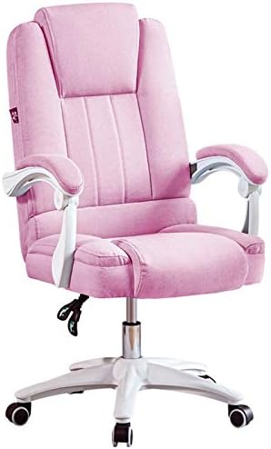 Computer Chair Office Chair Fabric Office Chair Computer Chair Ergonomic Pulley Game Chair Adjustable Tilt 155° with Armrest and Waist Support for Home Ergonomic Desk Chair (Pink Without Foot Pad