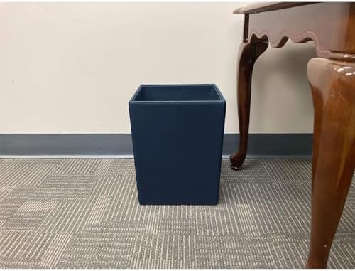 Dacasso Bonded Leather Waste Basket - Luxury Waste Basket (Navy Blue, 14 QT)