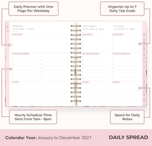 Blue Sky Rachel Parcell 2027 Daily & Monthly Planner Calendar, 5"x8", Peony