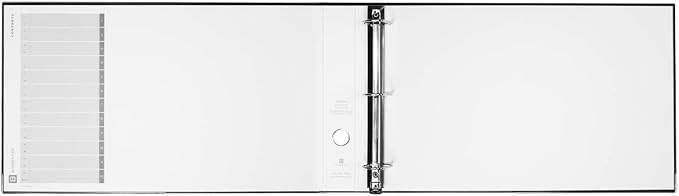 3-Ring Premium Ledger Binder for 11" x 17" Paper - Black, by Bindertek | 2" Spine Width, 325 Sheet Capacity, 1.25" D-Rings, Linen-Textured Covers, Steel Reinforced Edges, Spine Label Included