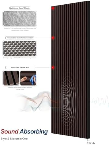 WoveN SounD Wood Panels for Wall, Brown, 2 Pack, 108x8 in