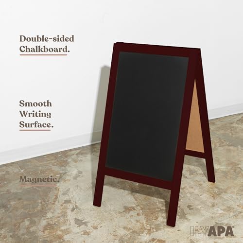 Ilyapa A-Frame Chalkboard Sidewalk Sign, 40x20 Inch - Mahogany, Sturdy