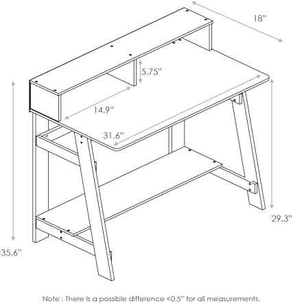 31.6 Wide Gaming Desk with Monitor Stand, A Frame Computer Desk with Shelf, Office Desk for Dorm, Home Office, Study Room, Bedroom, Columbia Walnut