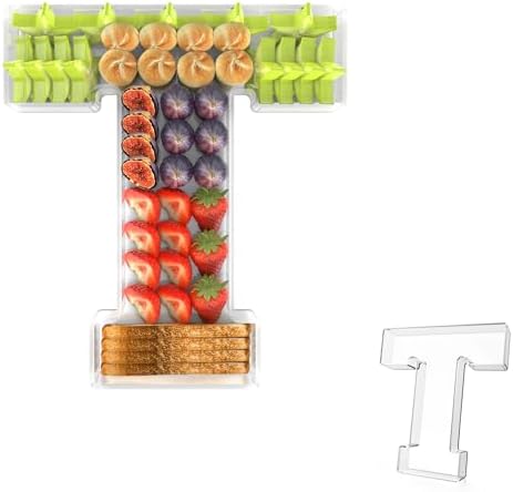 11" Acrylic Letter Charcuterie Tray,Fillable Alphabet & Number Box(Letter T)
