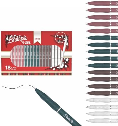 Sharpie S-Gel Pens, Special Edition Gift Pack, Assorted Barrel Colors, Medium Point (0.7mm), Black Ink, 18 Count
