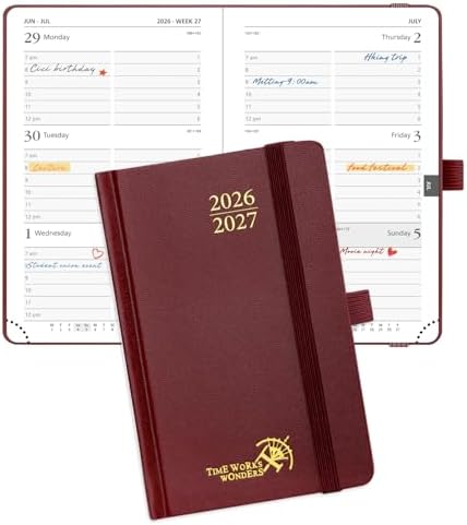 POPRUN 2026-2027 Academic Small Weekly Planner, 4" x 6.25" Purse Calendar