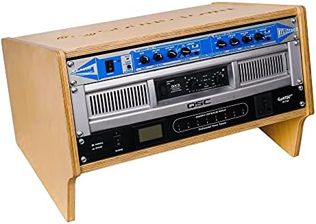 Sound Town DIY 4U Angled Desktop Turret Studio Rack with Solid Baltic Birch Plywood, Golden Oak, Assembly Required (SDRK-Y4SL)