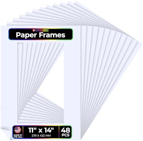 Hygloss 48 Pack Paper Picture Frames, White cardstock Photo Frame 11x14-Inch, Papers Frames to Decorate for Wedding Birthday DIY Classroom Crafts and Decorations