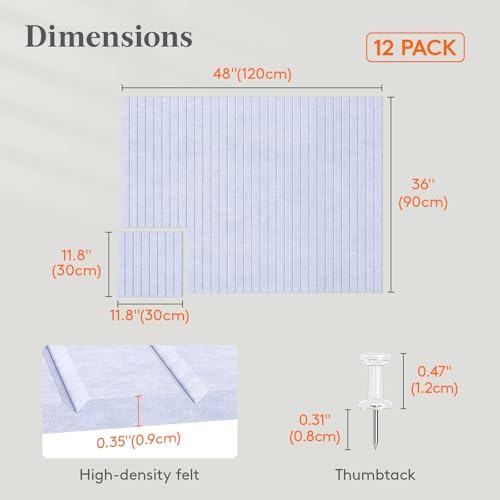 Lifewit Large Felt Bulletin Board with Self-Adhesive 48" x 36" - 12 Pack