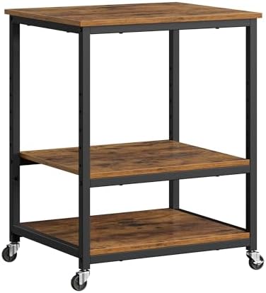 VASAGLE 3-Tier Printer Stand with Locking Wheels, Under Desk Printer Table