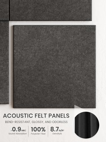 Bumusty 48"x 36" Large Felt Bulletin Board Tiles, Charcoal Gray