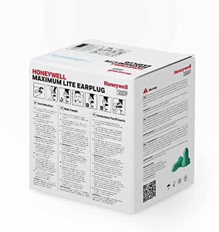 Howard Leight by Honeywell Maximum Lite Low Pressure Disposable Foam Earplugs, 200-Pairs (LPF-1), Green