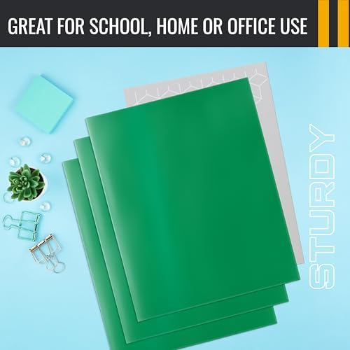 Better Office Products 2 Pocket Glossy Laminated Green Paper Folders, Letter Size, 25 Pack, Green Paper Portfolios, Box of 25