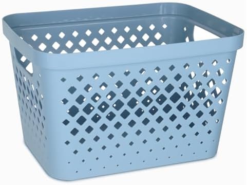 Glad Plastic Storage Basket Set, Value Pack of 6 | Open Storage Bins for Shelves, Bathroom, Pantry, Closet | Nesting Organizer Boxes with Handles, 4 Gallon, Marina Blue