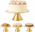 Mud Pie Marble Pedestal Cake Stand, Gold, 11 Inch Dessert Server