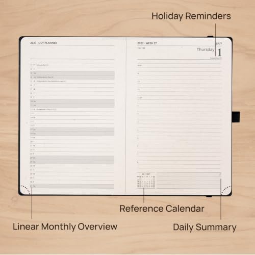 POPRUN 2027 Recycled Daily Planner One Page Per Day, 5.75"x8.5",Day Planner