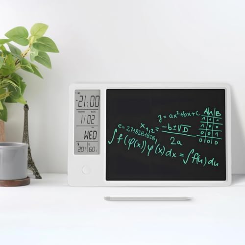 10.3 in LCD Desk Calendar Writing Tablet, Dementia Clock with Note Board, Rechargeable Task Planner Display for Retirement Gifts