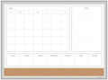 U Brands Magnetic Dry Erase 4-in-1 Calendar White Board, 24" x 18", Silver Aluminum Frame