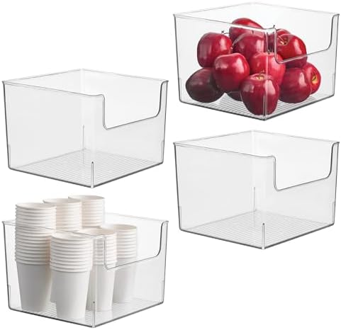 iDesign Open-Front Storage Bin, Set of 4, Clear