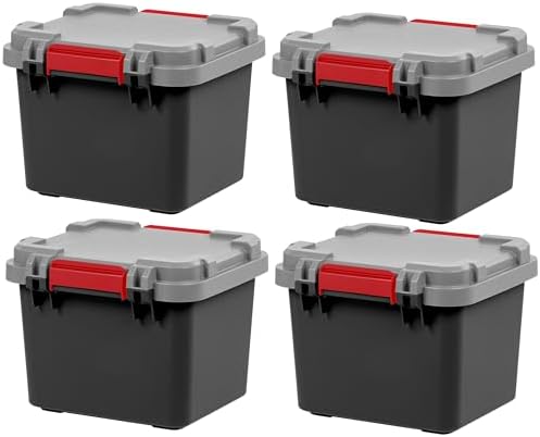 IRIS USA 4-Pack 8 Gallon Lockable Storage Trunk TrailBox, Dark Gray/Gray