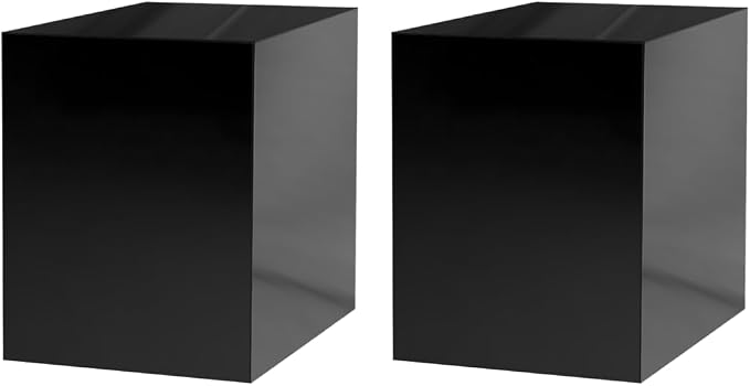 Marketing Holders 2 Pack 12" x 12" x 16" Glossy Black Acrylic Display Box with One Open Side No Lids Versatile Tall Retail Product Riser or Merchandise Storage Bin