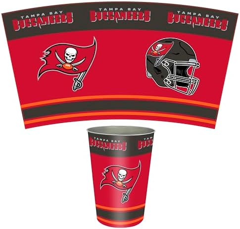 FANMATS 34750 NFL - Tampa Bay Buccaneers Wastebasket | Red | 15"x10.5"x10.5" | Primary Logo, Helmet, & Wordmark