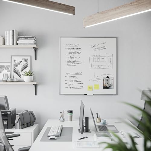 U Brands Magnetic Dry Erase Board White Board, 36" x 36", Silver Aluminum Frame, Includes Marker
