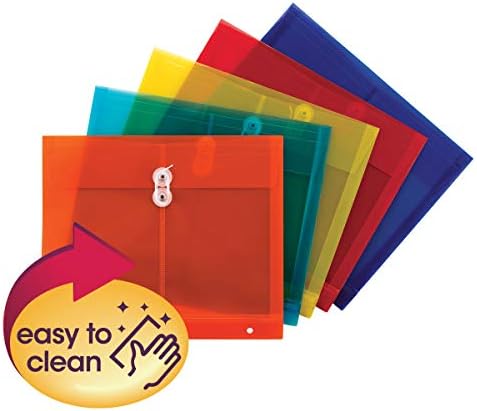 Smead Poly Project Envelope, 1-1/4" Expansion, String-Tie Closure, Side Load, Letter Size, 5 per Pack (89519)