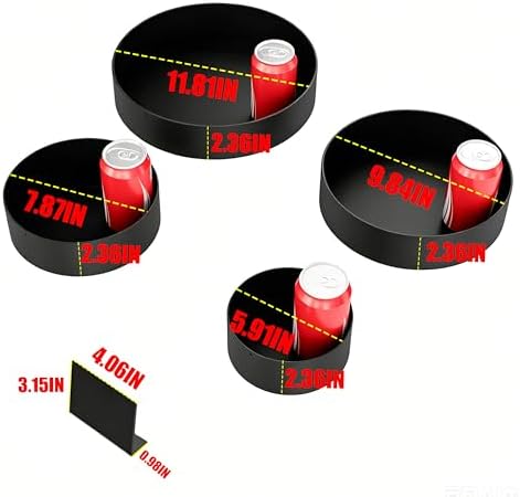 Round Metal Buffet Risers,4PCS Food Risers for Buffet Table 6in to 12in with Mini Acrylic Signs for Catering Dessert Collectibles Jewelry Figures Show Matte Black Cube Boxes Nesting Risers with Hollow Bottoms