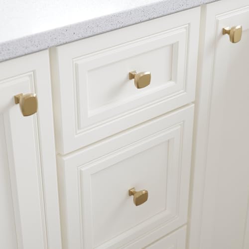 Franklin Brass 10 Pack Champagne Bronze Gold Cabinet Knobs 1-1/4 inch (32mm) Kitchen Cabinet Handles and Drawer Knobs for Cupboards, Dressers, Furniture, Bathroom Vanity |Beveled