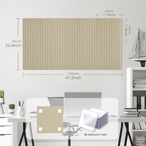 Large Felt Bulletin Board 48" x 24", Tan