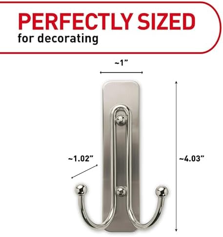 Command Large Bronze Double Hooks, 2 Hooks, 2 Strips