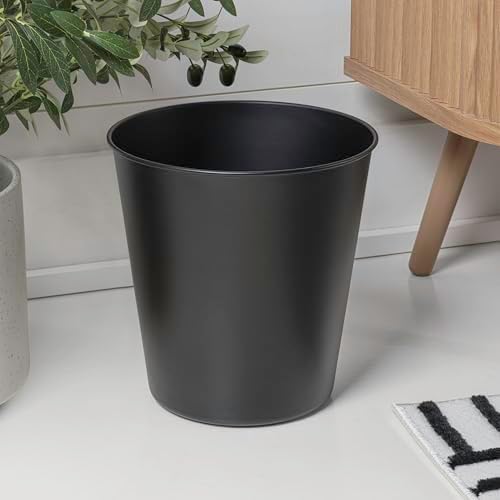 happimess Nolan 2 Gal Smooth Steel Wastebasket, Matte Black, Set of 2
