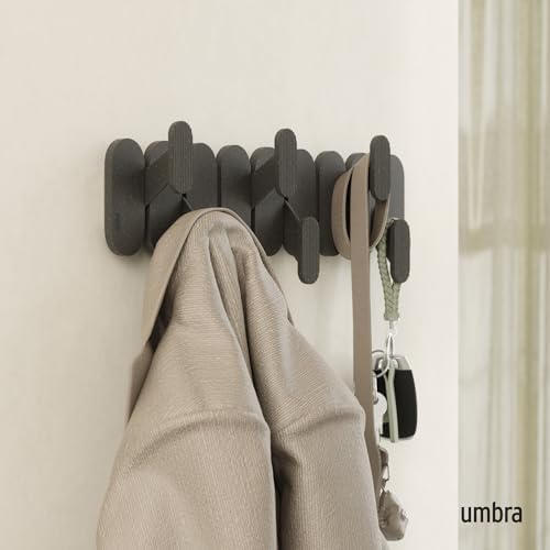 Umbra Tempo Wall-Mount Coat Rack with 6 Hooks, Black