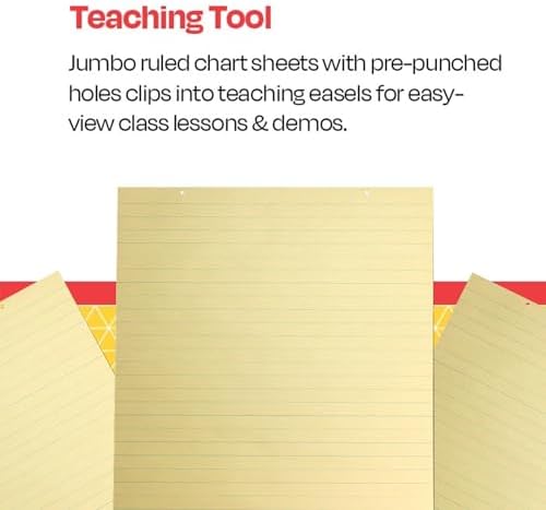 School Smart Manila Tag Ruled Chart Paper, Jumbo Size, 36 x 24 Inches, 36 Sheets