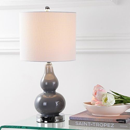 JONATHAN Y Anya Gourd Glass Table Lamp 20.5", Gray