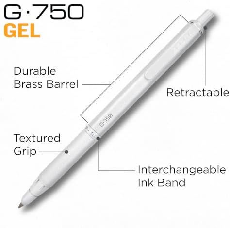 Zebra Pen G-750 Pearl White Retractable Gel Pen, Black Ink, 0.7mm, 1-Pack