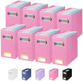 BALEINE 8PK File Organizer Box, Cardboard File Folder Organizer with Handle | Strong Corrugated Paper Core, Label Stickers for Identification, Hanging File Folder Organizer, Home Office Document Storage