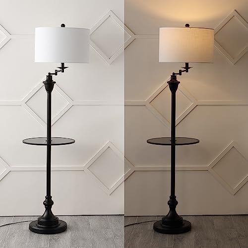 JONATHAN Y Cora 60" Metal Swing Arm Floor Lamp, Black
