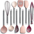 COOK WITH COLOR Silicone Cooking Utensils, Kitchen Utensil Set, Easy to Clean Silicone Kitchen Utensils, Cooking Utensils for Nonstick Cookware, Kitchen Gadgets Set, 10 Pieces, Rose