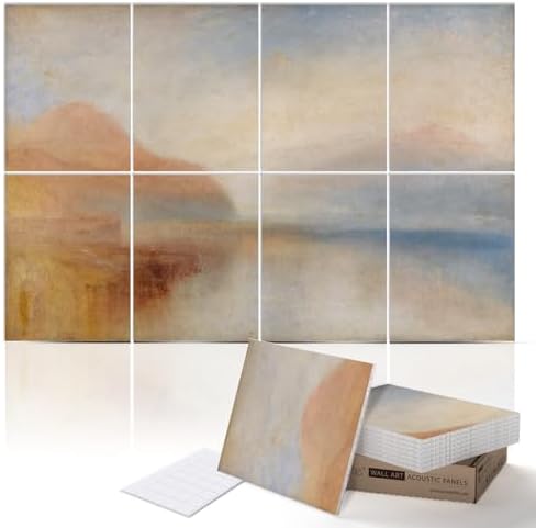 PINWELIFE® Masterpiece Acoustic Art Panels, 8-Pack 12"×16" Sound Absorbing Panels, Decorative Acoustic Wall Art, Noise and Echo Cancelling for Home Studio/Office, Nano Tape Included