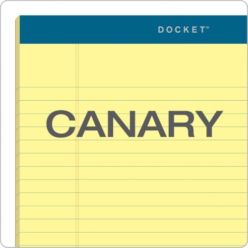 Tops Docket Lined Legal Pads, 8.5 x 11 Notepads, 50 Sheets, 6 Pack, Canary