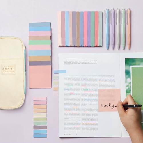 Jutom 39 Pcs Aesthetic Book Annotation Kit,Mint Green,Cute Style