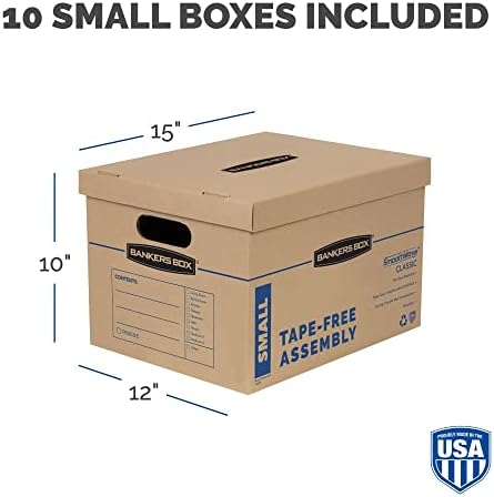 Bankers Box 10-Pack Small Classic Moving Boxes with Reinforced Handles