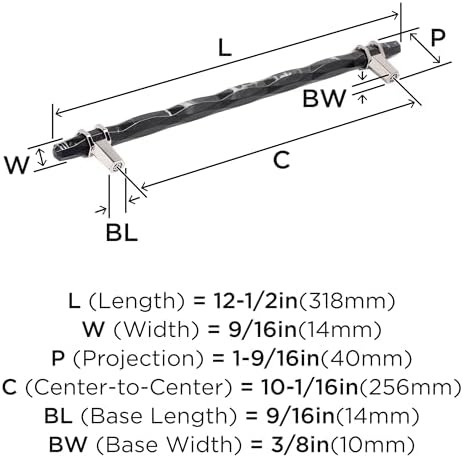 Amerock 10-1/16" Carrione Marble Black/Polished Nickel Drawer Pull
