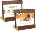 Mini Tabletop Sign Holder 4X6, Horizontal with Wood-Color Base